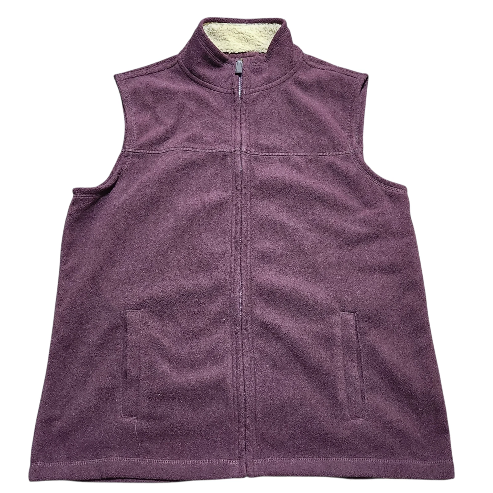 Outdoor Life Men M Maroon Fleece Full Zip Vest Sleeveless Gilet Hiking S