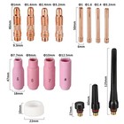 16-teiliges Schweißzubehörset für Argonbrenner mit Kupferelektrodenteilen