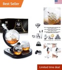 Elegant Globe Whiskey Decanter Set with Glasses & 4 Reusable Ice Stones