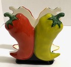 CLAY ART JALAPENO PEPPERS NAPKIN HOLDER, 4.5" TALL, 4.75" LONG, 1.75" WIDE