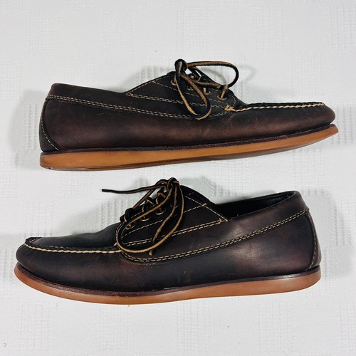 L.L. Bean Signature 8.5D Brown Blucher Boat Shoes Loafers Moccasins Lace Up - Picture 8 of 10