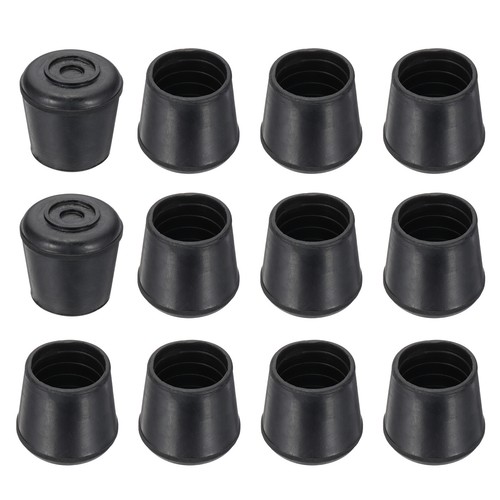 Protector de piso para patas de silla, 12 piezas 1-1/8" ID tapa de pierna redonda para silla, negro - Imagen 1 de 5