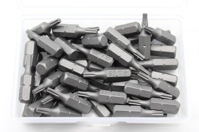 TMAX 50pc 1'' T-10 Torx 6 Point Screwdriver Insert Bits Hex Shank, Security Slot
