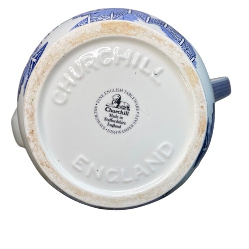 Churchill Blue Willow Teapot With Lid Staffordshire England - Picture 2 of 10