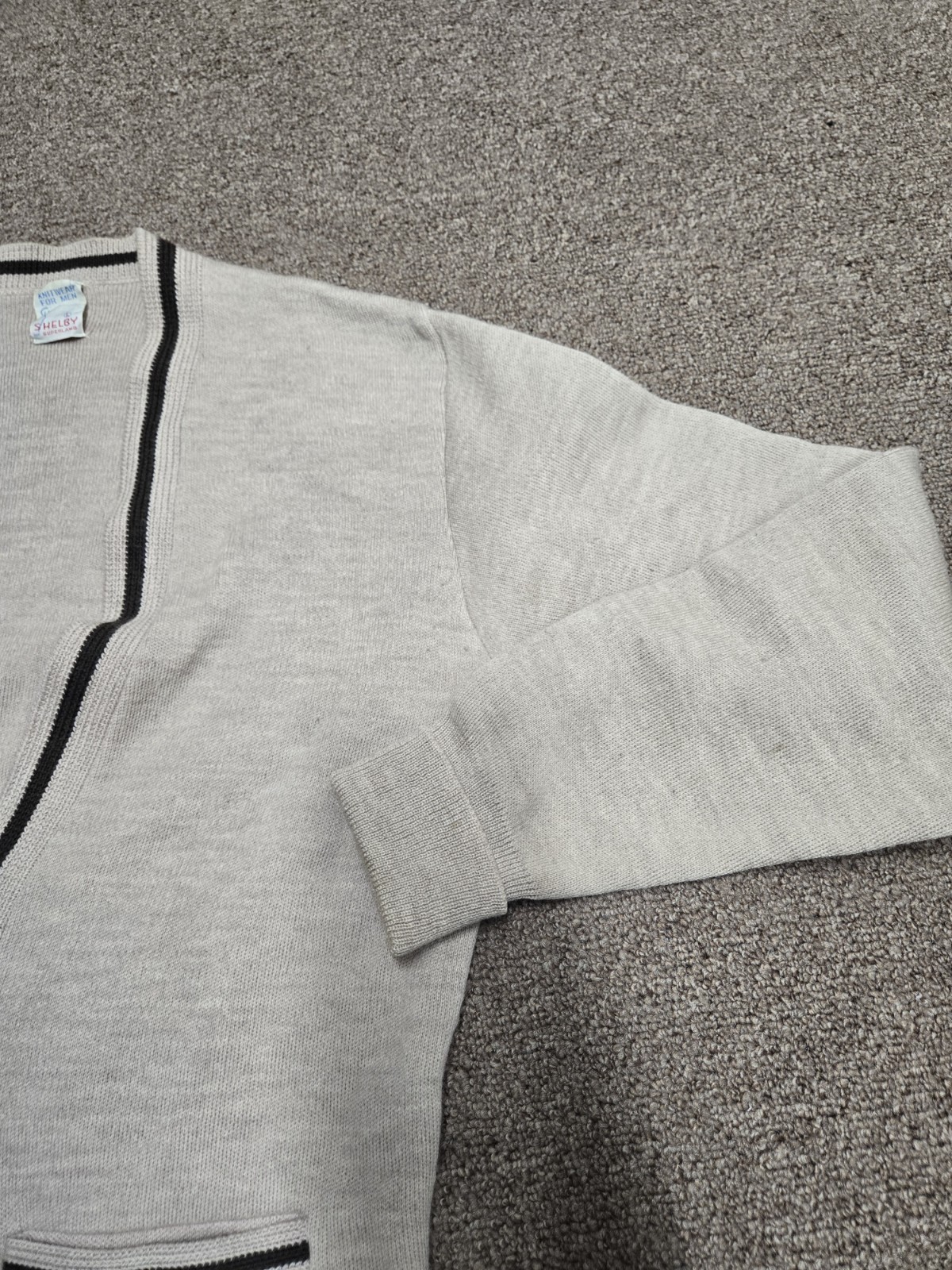 Vintage Cardigan Sweater Shelby Superlamb Size Large Brown Beige Grunge 60s