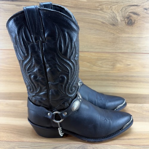 Abeline Concho Arnés de Cadena Hombres Botas 10.5 D Cuero Negro Western - Imagen 5 de 11