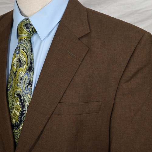 Jos A Bank Suit Men 44R 36W 31L Brown Two Button Classic Wool - Picture 2 of 19