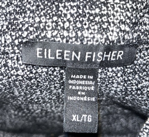 Veste blazer femme Eileen Fisher tweed taille XL noir/blanc fermeture éclair intégrale fausse - Photo 5/10