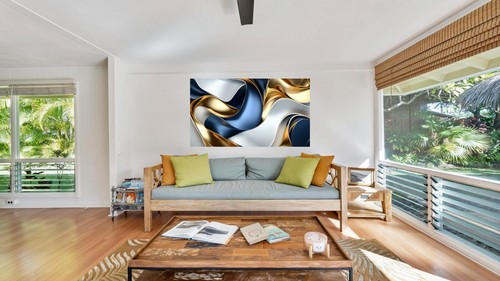 Leinwandbild Tiger geometrisch blau gelb orange Wandbild Poster Druck - Bild 22 von 22