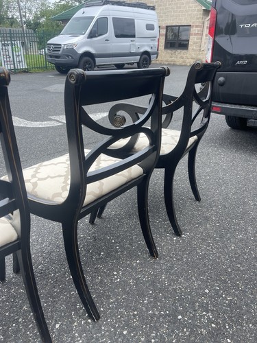 Chinoiserie Black Painted Regency Klismos Wood Dining Chairs, Set of Six - Picture 16 of 24