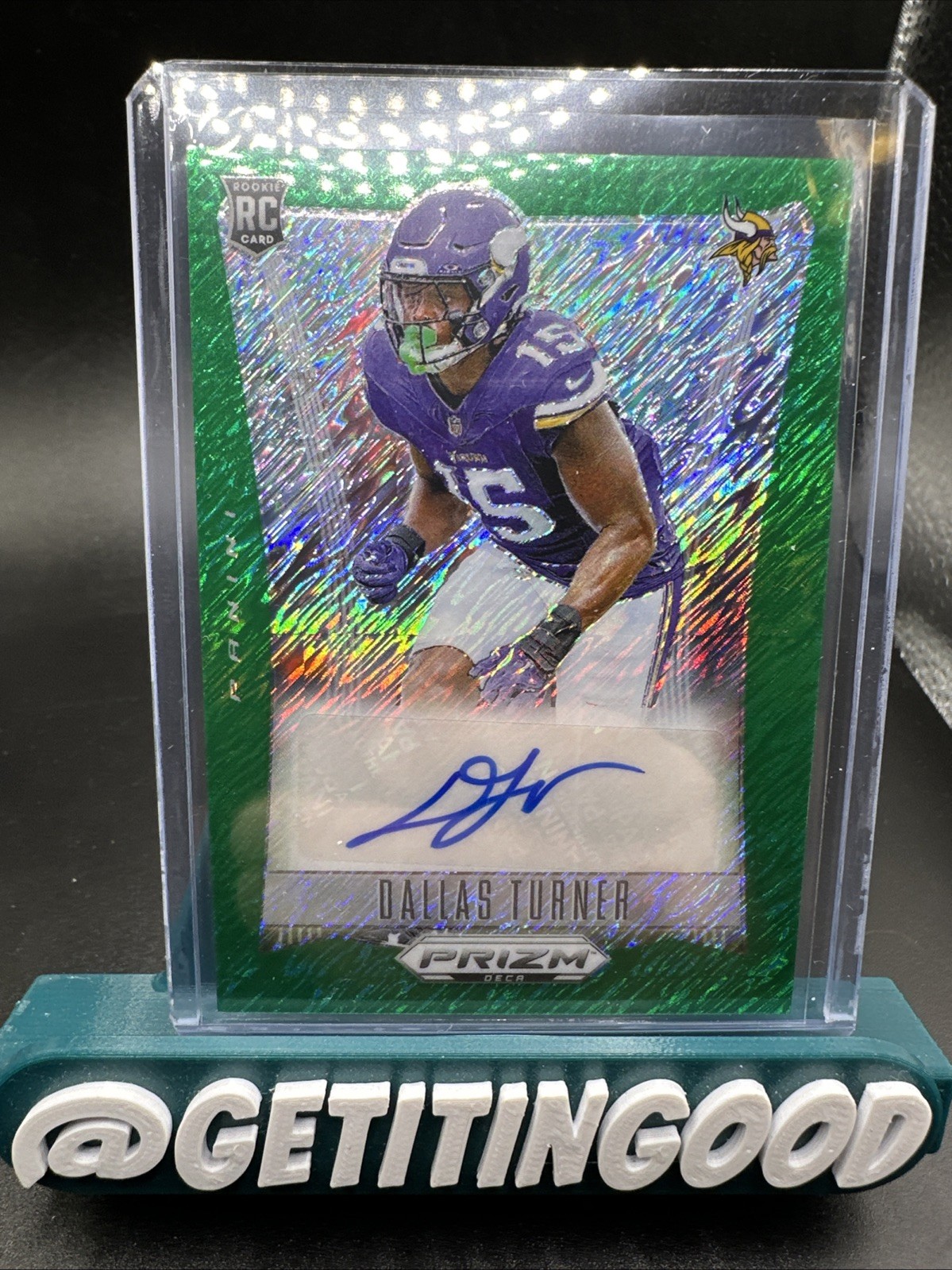 2024 Panini Prizm Deca FOTL Dallas Turner RC Green Shimmer Auto /25
