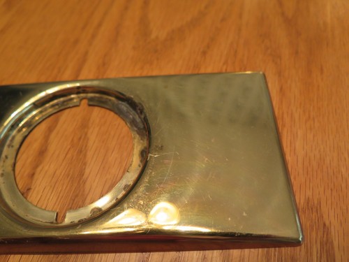 Vtg. MCM Polished Brass Door Knob Back Plate Escutcheon 7.25" x 3.25" Set Of 2 - Bild 4 von 15