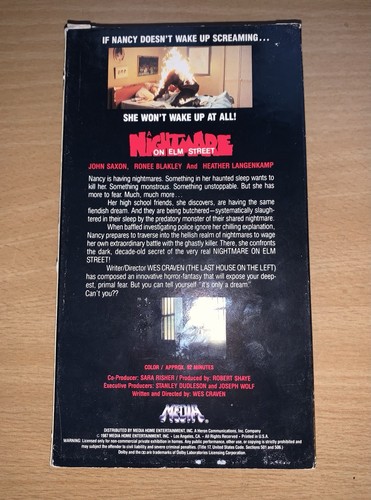 A Nightmare on Elm Street VHS Rare 1986 Media Version Classic Horror (TESTED) - Picture 2 of 7