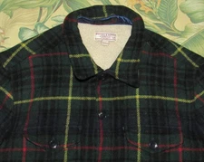 WALLACE & BARNES Navy Plaid Wool CPO Sherpa Lined Jacket Medium