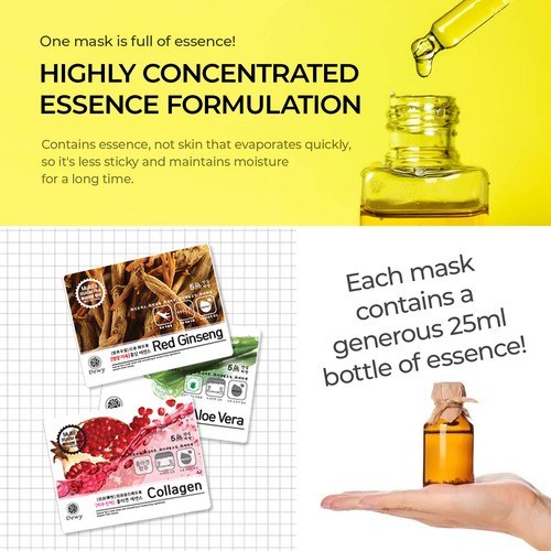 20pcs Facial Skin Care Korean Beauty Face Mask Sheets Moisture mix Set (2types) - Picture 52 of 82