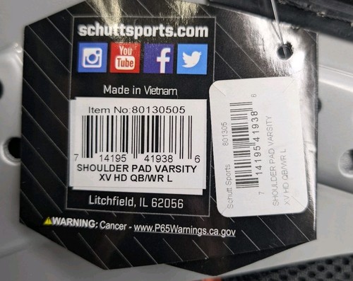Neue Schutt Varsity XV HD Erwachsene Varsity Fußball Schulterpolster-Größe Large 18-19 - Bild 5 von 10