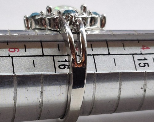 VINTAGE STIL 925 MASSIV STERLINGSILBER WEISSER LABORGEFERTIGTER OPAL RING Größe 5 - Bild 5 von 5