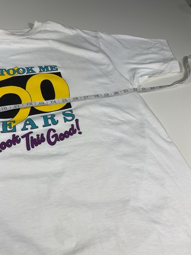 T-shirt vintage 50° compleanno taglia XL novità divertente bavaglio regalo punto singolo anni 90 - Foto 7 di 12