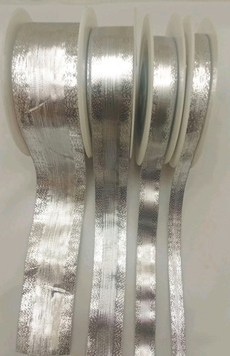 Silver & Gold Metallic Lurex Shiny Ribbon Sparkly Lame Craft Ribbon Gift - Picture 5 of 7