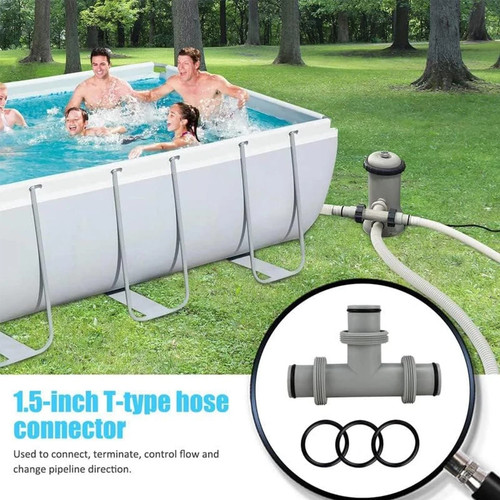 Raccordo a T per Tubo Piscina 38 Mm, Adattatore E Set Di Collegamento per Intex - Foto 7 di 10