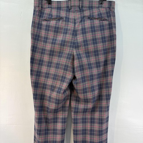 Lowe Donald Hose Herren 36 x 32 marineblau kariert Super 120er Wolle elegant vorne flach - Bild 6 von 15