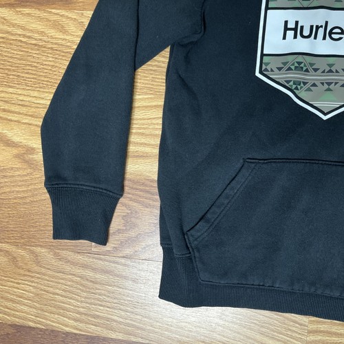 Hurley Hoodie YS Youth Small Black Surfer Beach Logo Logo On Sleeve - Picture 5 of 11