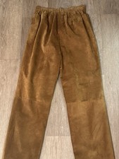 VTG Double D Ranch Wear Genuine Leather Pants 90s Western Elastic Waist Sz 10