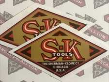 S-K The Sherman-Klove Co. Decals for restoration of tool boxes 1930's 3” Set 2