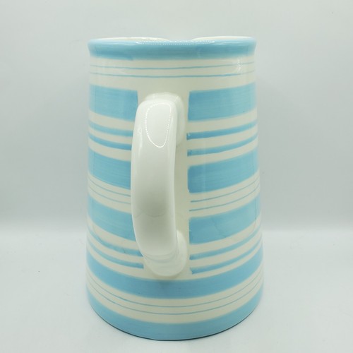 Laura Ashley Sky Blue Stripe Jug Pitcher Vase Large H20cm W11cm-14cm - Picture 2 of 11
