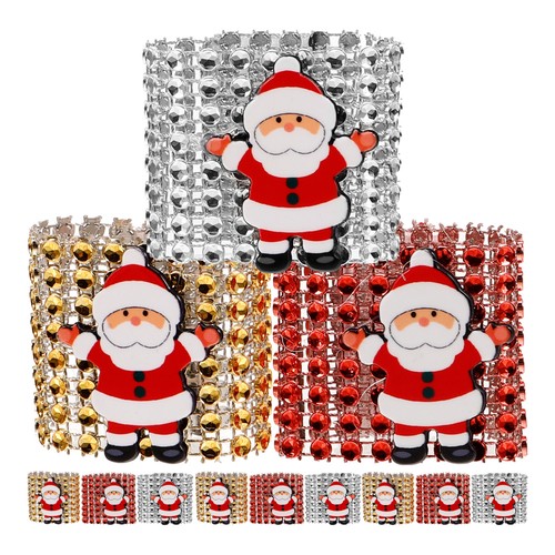 Set of 2 Santa Claus Napkin Ring Christmas Serviette Rings Holders - Picture 3 of 12