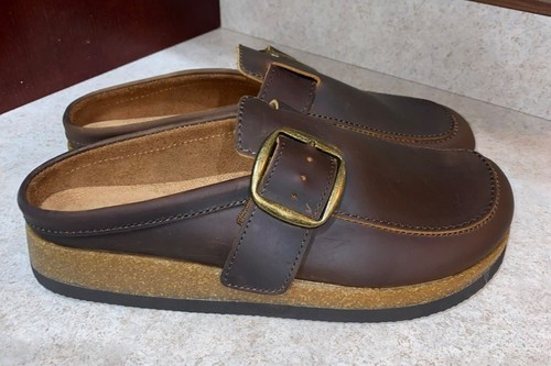 New White Mountain Bayberry Brown Leather Slip-On Clogs Size 10 - Picture 2 of 6