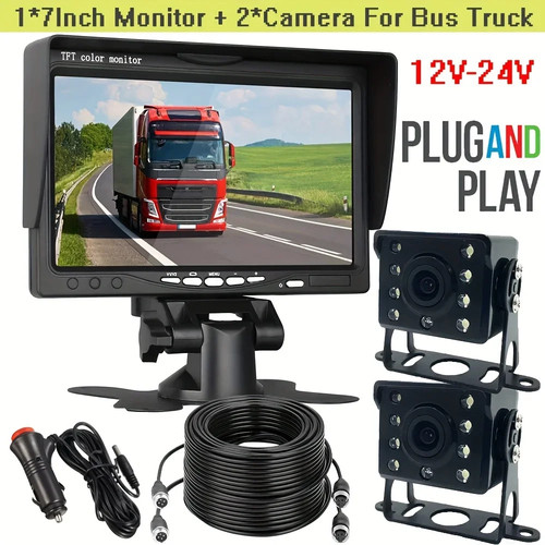 7" Monitor 2x Backup Camera Truck HD Display Parking Reverse For Pickup Van RV - Picture 7 of 11