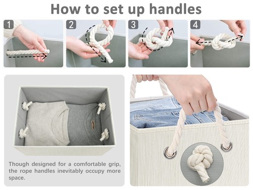 Storage Bins with Lid, Decorative Boxes with Soft Rope Handles, Foldable Bask... - Picture 3 of 7