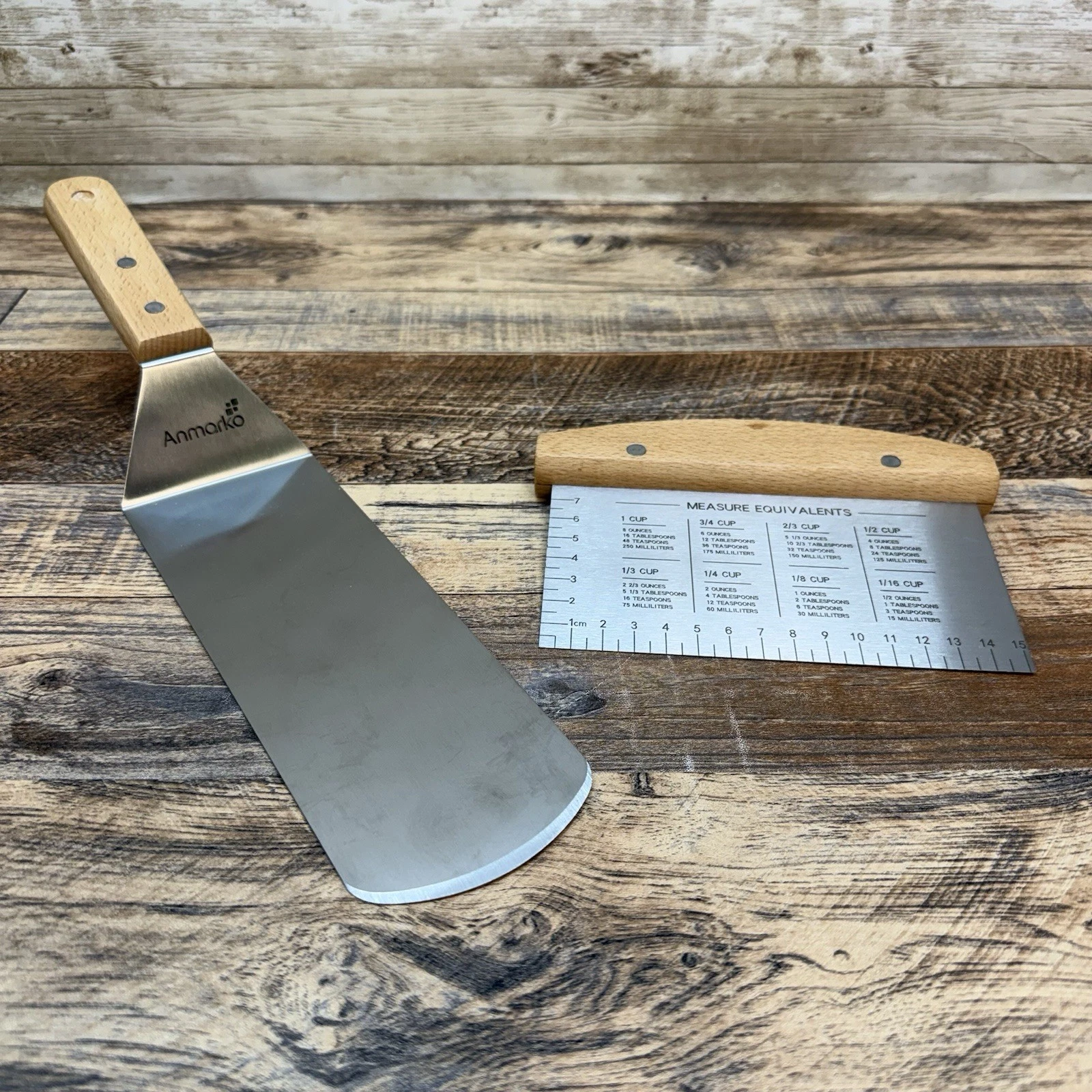 Anmarko Spatula And Dough Cutter Stainless Steel Griddle Scraper Wood Handle
Opens in a new window o
