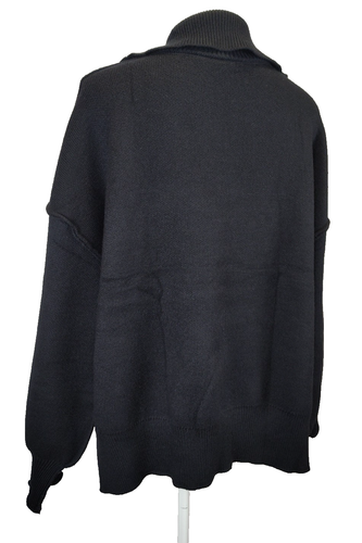 Black Baggie Sweater Size XL, NWT V-neck & Folding Collar, Slit Sides by YKR - Picture 14 of 23