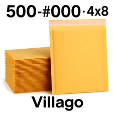 500 #000 Kraft Bubble Mailers 4x8 Padded Envelopes Self Seal Shipping Villago