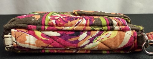 Vera Bradley Black Brown Floral Paisley Wristlet ID Coin Zip Around - Picture 5 of 7