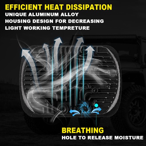 Pair 5x7" 7x6" LED Headlights Hi/Lo DRL Turn Signal For Dodge D150 D250 D350 Ram - Picture 5 of 11