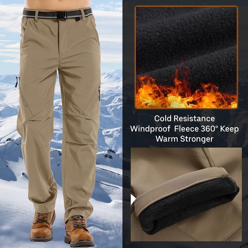 Mens Waterproof Hiking Pants, Outdoor Snow Ski Fishing Fleece Lined Insulated... - Picture 5 of 9