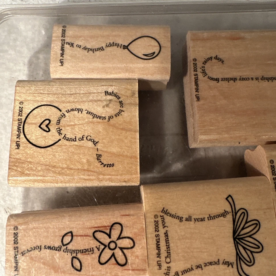 Stampin Up! Juego de 6 estampillas de goma vintage 'La impresión fina' en estuche 2002 Foto 3 de 4