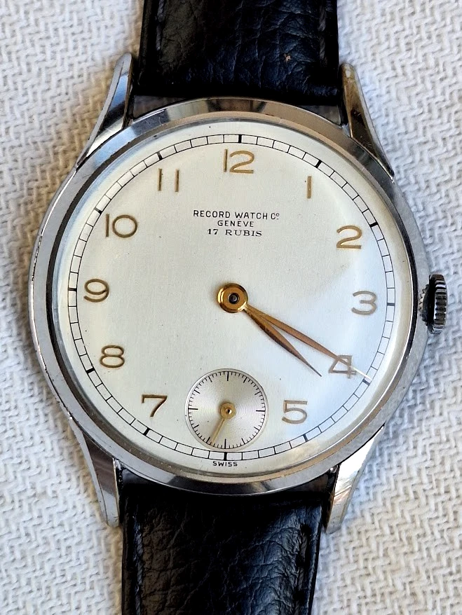 Record Watch Co. Genève vintage 1940/50s cal. 204 Jumbo 40mm - no Omega - Immagine 2 di 4