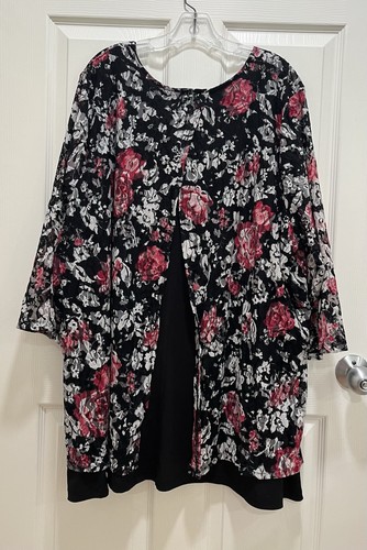 CATHERINES Tunika Top Damen 4X Spitze Overlay Schlitz hinten Mehrfarbig - Bild 2 von 7