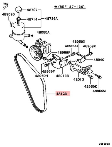 Power Steering Pas Belt for Mitsubishi Delica L300 P13V 2.0 - Picture 2 of 6
