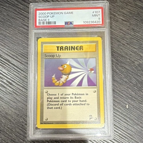 PSA 9 Pokemon 2000 Base Set 2 Scoop Up 107/130 Trainer Regular Unlimited EN