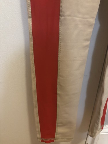 BNWT Michi Raven Legging Ablaze Red Beige Combo Sheer Mesh Panels size medium - Picture 3 of 12
