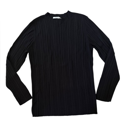 M.M. Top LaFleur The Brodie tejido acanalado cuello falso negro manga larga talla XL NUEVO - Imagen 5 de 11