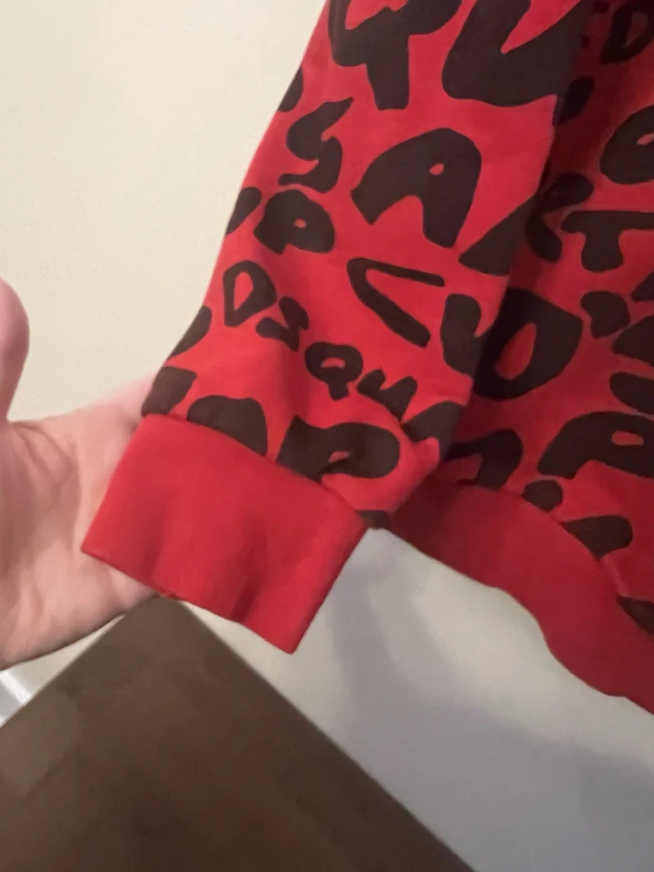 Dsquared2 Sweat Shirt S Red Graphic Print Designer Italy Crew Neck Celebs Luxury Foto 4 de 4