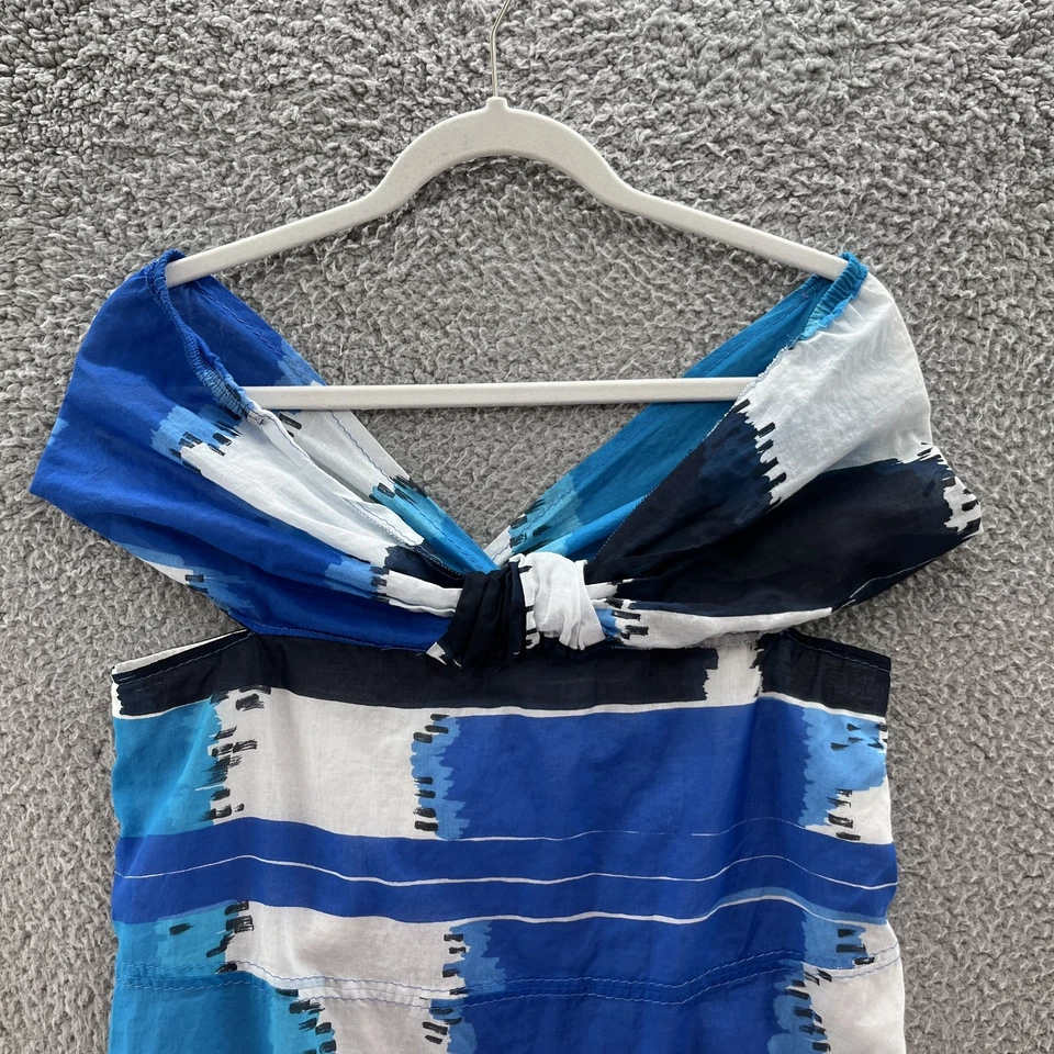 Vestido Anna Molinari Italiano 40 EE. UU. 4 Azul Geo Arte Ligero Bolsillo Resort Italia Foto 2 de 4