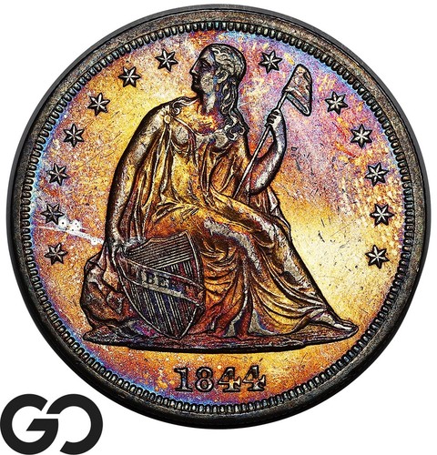 1844 Seated Liberty Dollar, Nice Tone & Color, Beautiful Choice AU++ Better Date