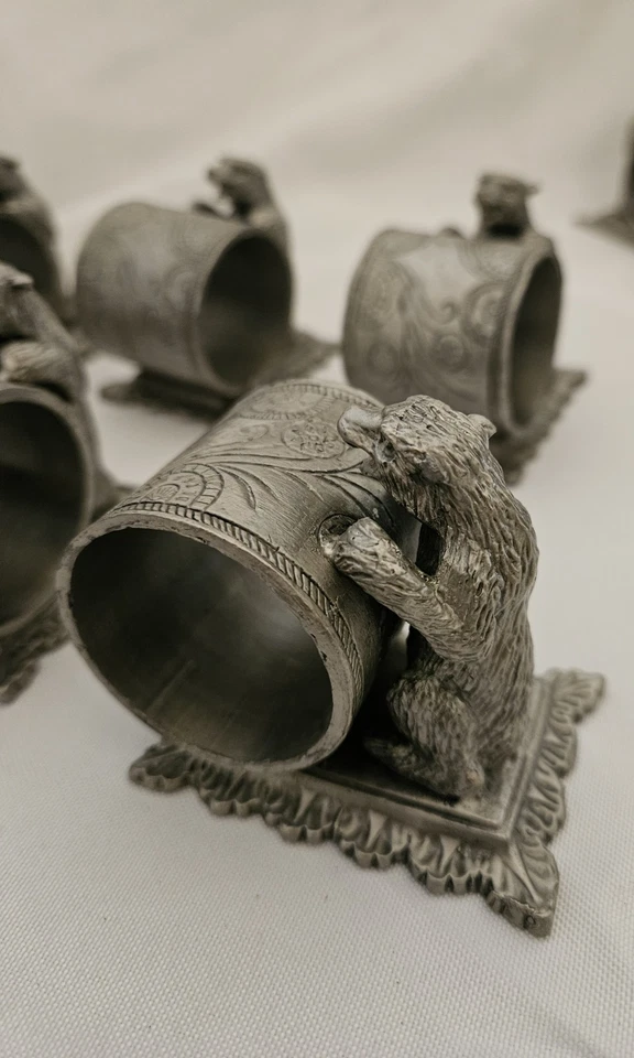 Juego de seis servilleteros figurativos chapados en plata vintage Foto 3 de 4